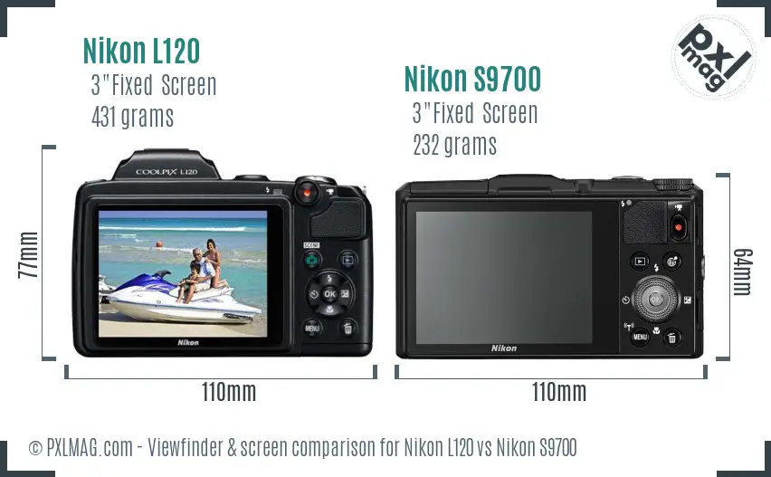 Nikon L120 vs Nikon S9700 Screen and Viewfinder comparison