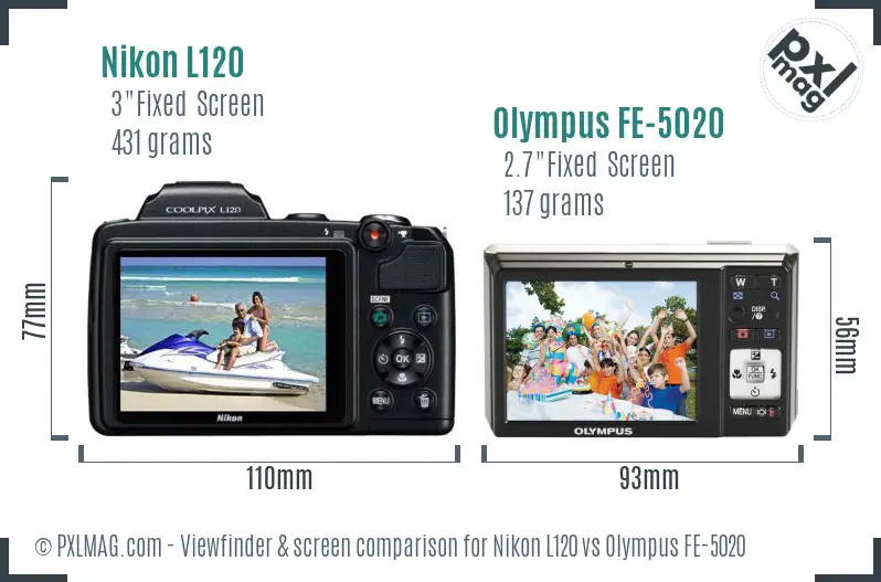 Nikon L120 vs Olympus FE-5020 Screen and Viewfinder comparison Nikon L120 vs Olympus FE-5020 Screen and Viewfinder comparison