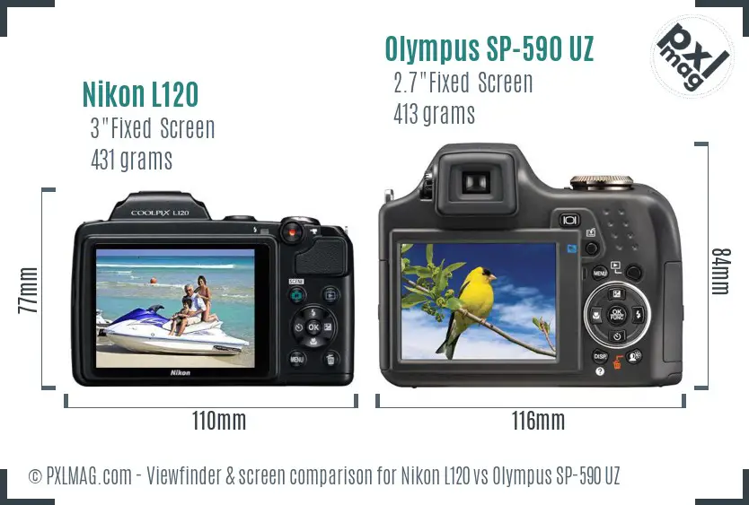 Nikon L120 vs Olympus SP-590 UZ Screen and Viewfinder comparison Nikon L120 vs Olympus SP-590 UZ Screen and Viewfinder comparison