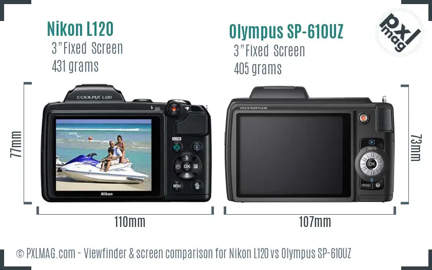 Nikon L120 vs Olympus SP-610UZ Screen and Viewfinder comparison Nikon L120 vs Olympus SP-610UZ Screen and Viewfinder comparison
