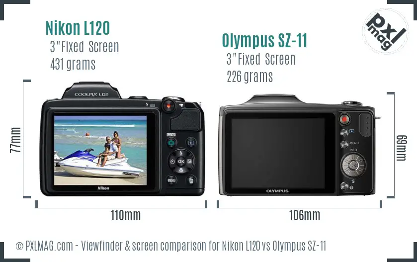 Nikon L120 vs Olympus SZ-11 Screen and Viewfinder comparison Nikon L120 vs Olympus SZ-11 Screen and Viewfinder comparison