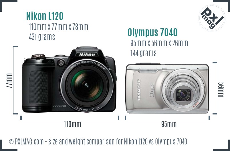 Nikon L120 vs Olympus 7040 size comparison Nikon L120 vs Olympus 7040 size comparison
