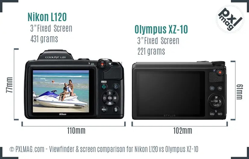 Nikon L120 vs Olympus XZ-10 Screen and Viewfinder comparison Nikon L120 vs Olympus XZ-10 Screen and Viewfinder comparison