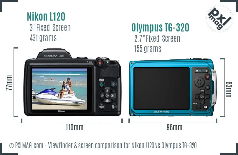 Nikon L120 vs Olympus TG-320 Screen and Viewfinder comparison Nikon L120 vs Olympus TG-320 Screen and Viewfinder comparison