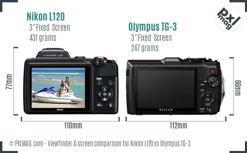 Nikon L120 vs Olympus TG-3 Screen and Viewfinder comparison Nikon L120 vs Olympus TG-3 Screen and Viewfinder comparison