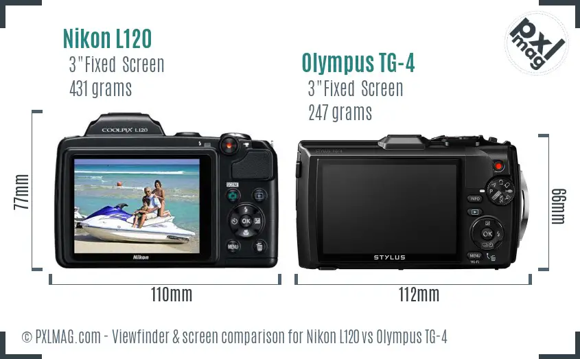 Nikon L120 vs Olympus TG-4 Screen and Viewfinder comparison Nikon L120 vs Olympus TG-4 Screen and Viewfinder comparison