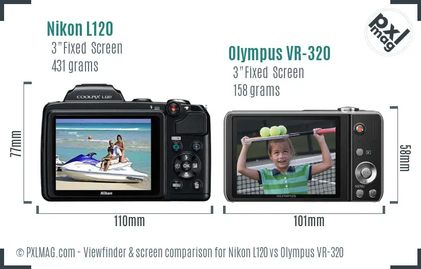 Nikon L120 vs Olympus VR-320 Screen and Viewfinder comparison