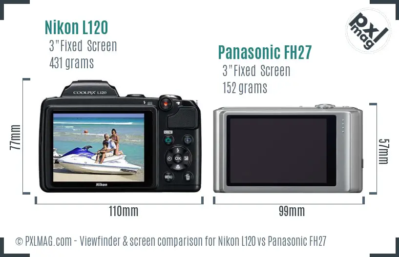 Nikon L120 vs Panasonic FH27 Screen and Viewfinder comparison Nikon L120 vs Panasonic FH27 Screen and Viewfinder comparison