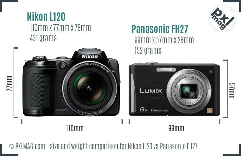 Nikon L120 vs Panasonic FH27 size comparison Nikon L120 vs Panasonic FH27 size comparison