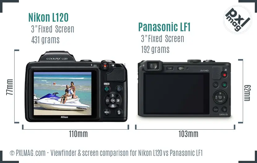 Nikon L120 vs Panasonic LF1 Screen and Viewfinder comparison