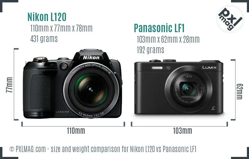 Nikon L120 vs Panasonic LF1 size comparison