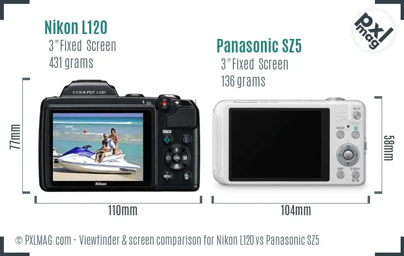 Nikon L120 vs Panasonic SZ5 Screen and Viewfinder comparison Nikon L120 vs Panasonic SZ5 Screen and Viewfinder comparison