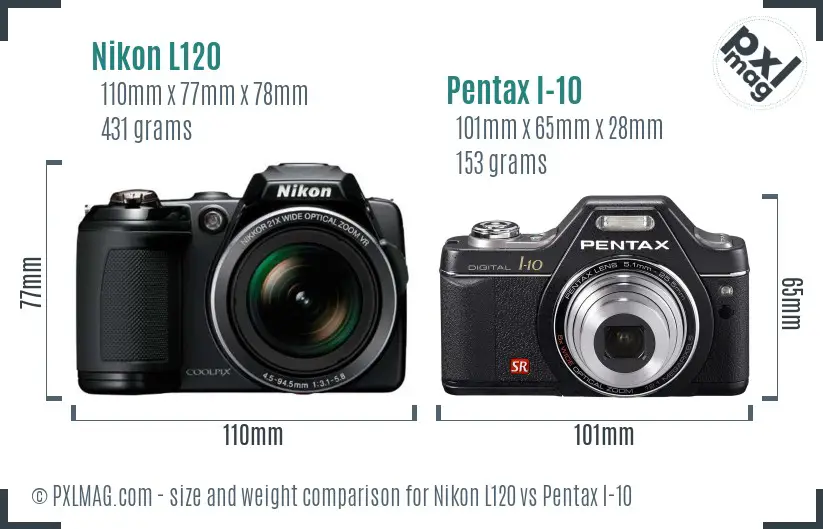 Nikon L120 vs Pentax I-10 size comparison Nikon L120 vs Pentax I-10 size comparison