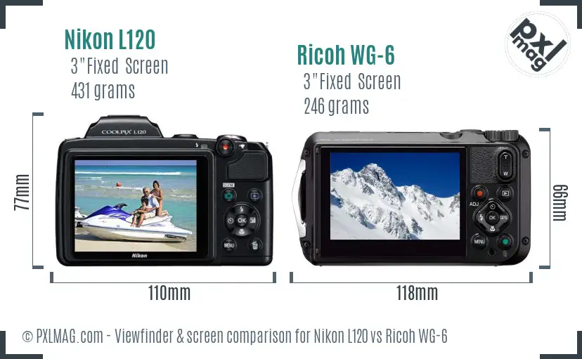 Nikon L120 vs Ricoh WG-6 Screen and Viewfinder comparison Nikon L120 vs Ricoh WG-6 Screen and Viewfinder comparison