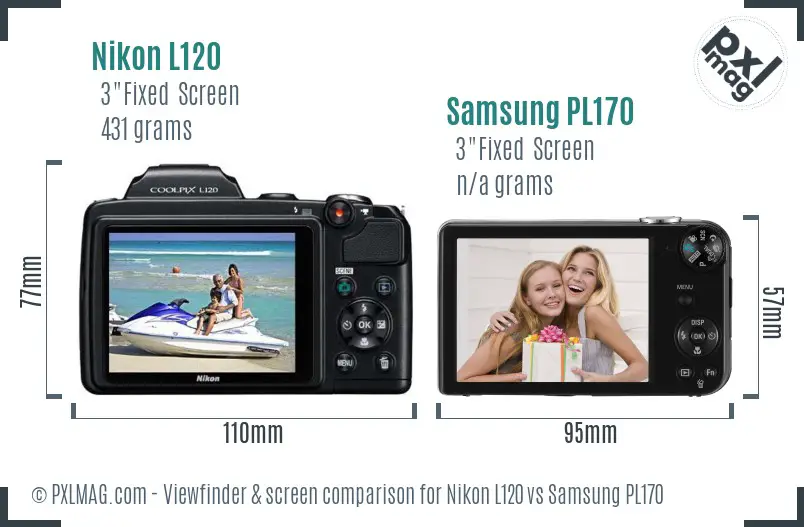 Nikon L120 vs Samsung PL170 Screen and Viewfinder comparison