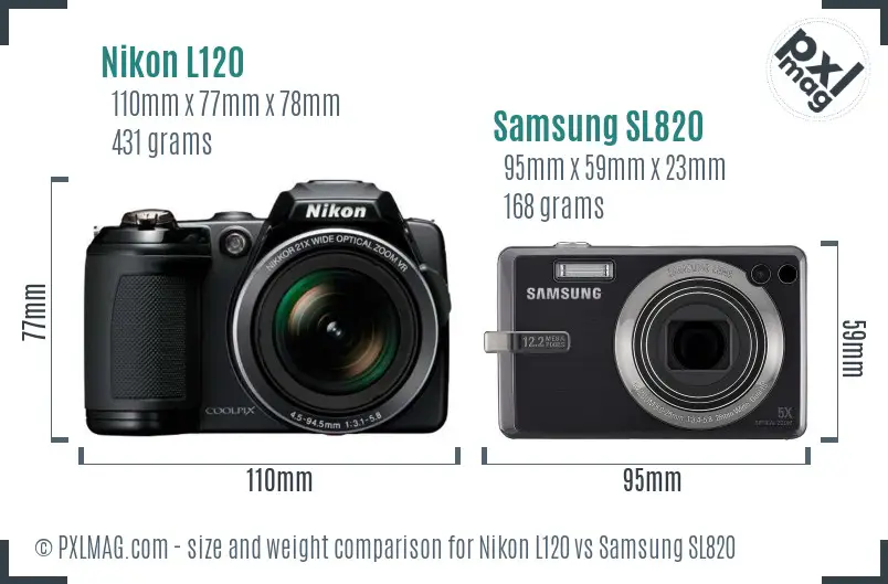 Nikon L120 vs Samsung SL820 size comparison