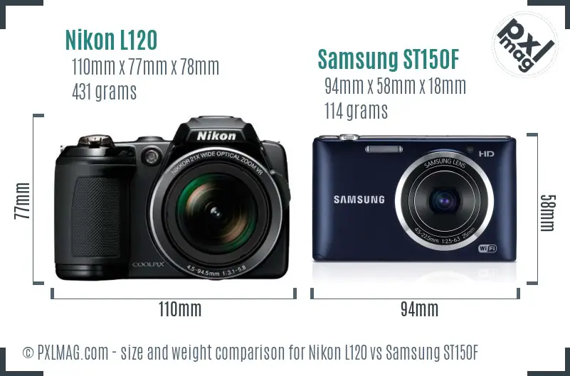 Nikon L120 vs Samsung ST150F size comparison