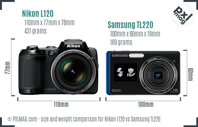 Nikon L120 vs Samsung TL220 size comparison Nikon L120 vs Samsung TL220 size comparison