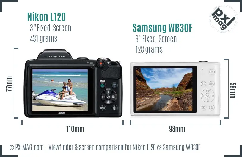 Nikon L120 vs Samsung WB30F Screen and Viewfinder comparison Nikon L120 vs Samsung WB30F Screen and Viewfinder comparison