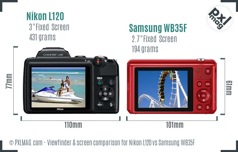 Nikon L120 vs Samsung WB35F Screen and Viewfinder comparison Nikon L120 vs Samsung WB35F Screen and Viewfinder comparison