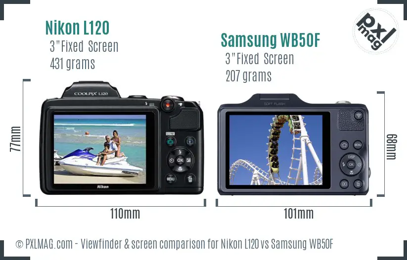 Nikon L120 vs Samsung WB50F Screen and Viewfinder comparison Nikon L120 vs Samsung WB50F Screen and Viewfinder comparison