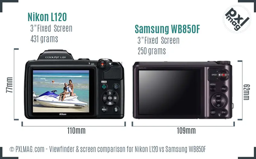 Nikon L120 vs Samsung WB850F Screen and Viewfinder comparison Nikon L120 vs Samsung WB850F Screen and Viewfinder comparison