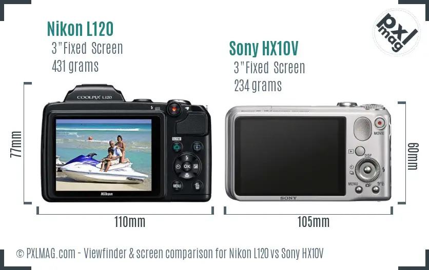 Nikon L120 vs Sony HX10V Screen and Viewfinder comparison Nikon L120 vs Sony HX10V Screen and Viewfinder comparison
