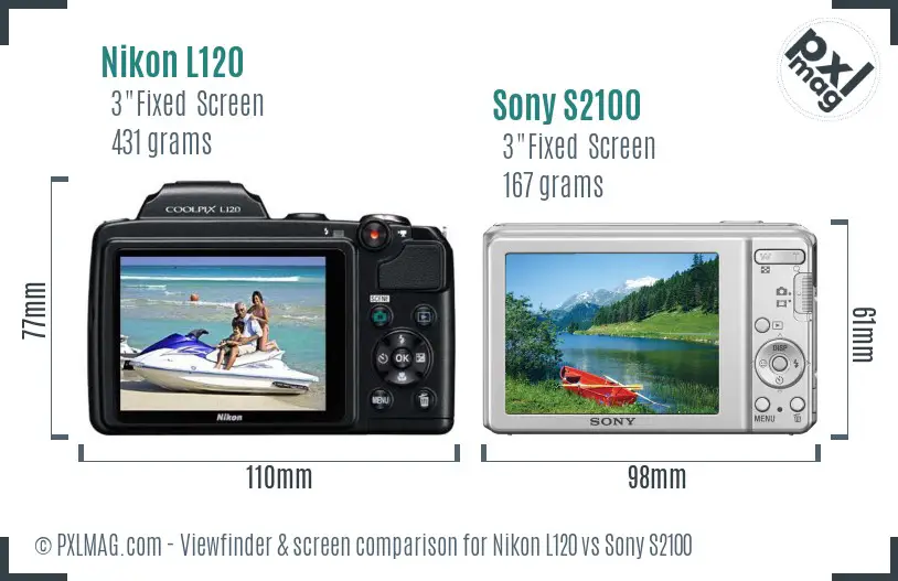Nikon L120 vs Sony S2100 Screen and Viewfinder comparison Nikon L120 vs Sony S2100 Screen and Viewfinder comparison