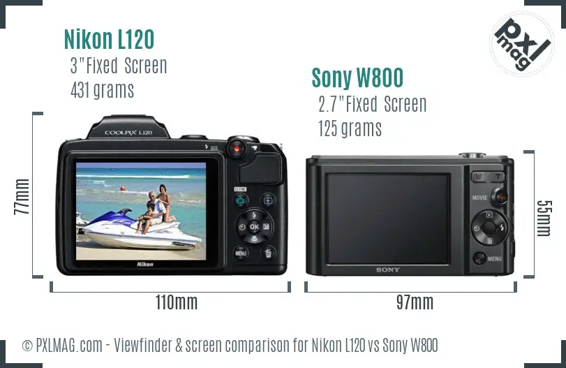 Nikon L120 vs Sony W800 Screen and Viewfinder comparison Nikon L120 vs Sony W800 Screen and Viewfinder comparison
