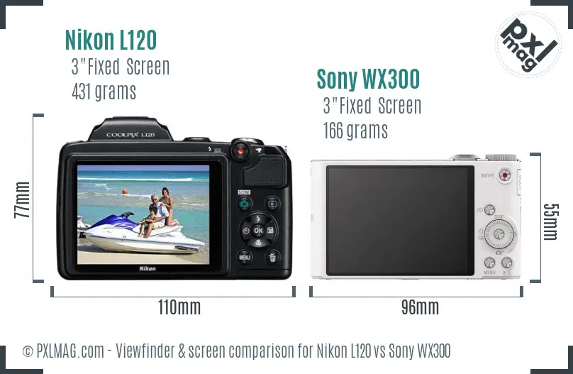 Nikon L120 vs Sony WX300 Screen and Viewfinder comparison