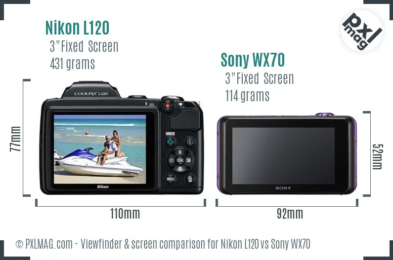 Nikon L120 vs Sony WX70 Screen and Viewfinder comparison Nikon L120 vs Sony WX70 Screen and Viewfinder comparison