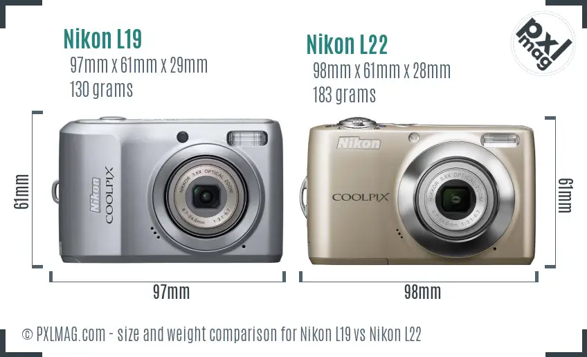Nikon L19 vs Nikon L22 size comparison