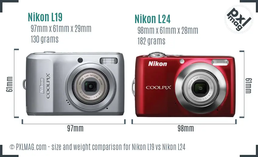 Nikon L19 vs Nikon L24 size comparison