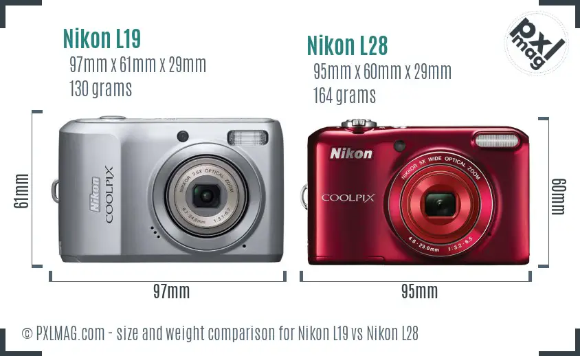 Nikon L19 vs Nikon L28 size comparison