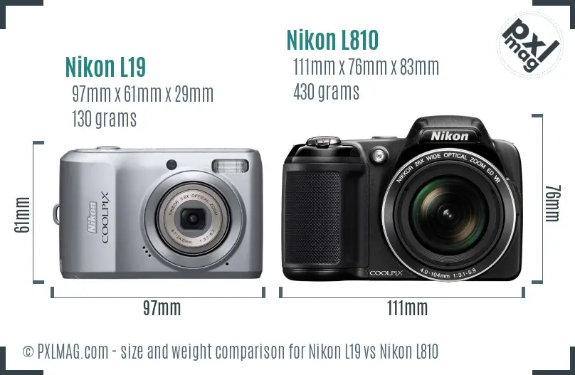 Nikon L19 vs Nikon L810 size comparison