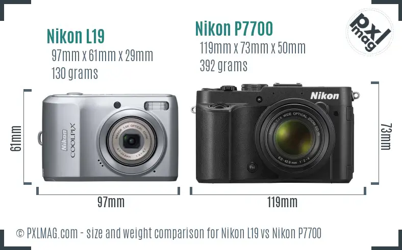 Nikon L19 vs Nikon P7700 size comparison
