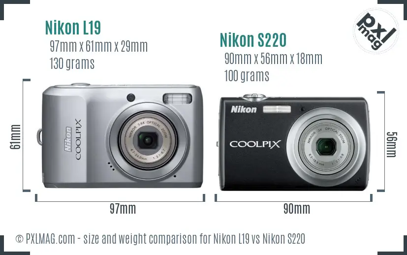 Nikon L19 vs Nikon S220 size comparison