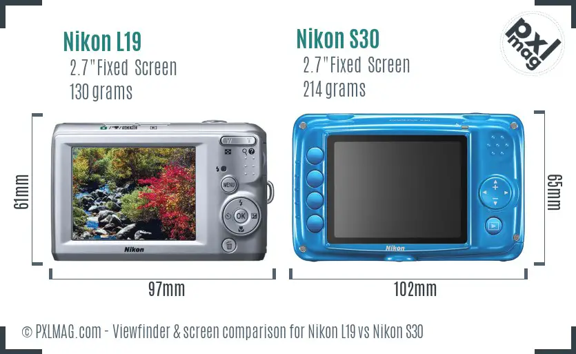 Nikon L19 vs Nikon S30 Screen and Viewfinder comparison