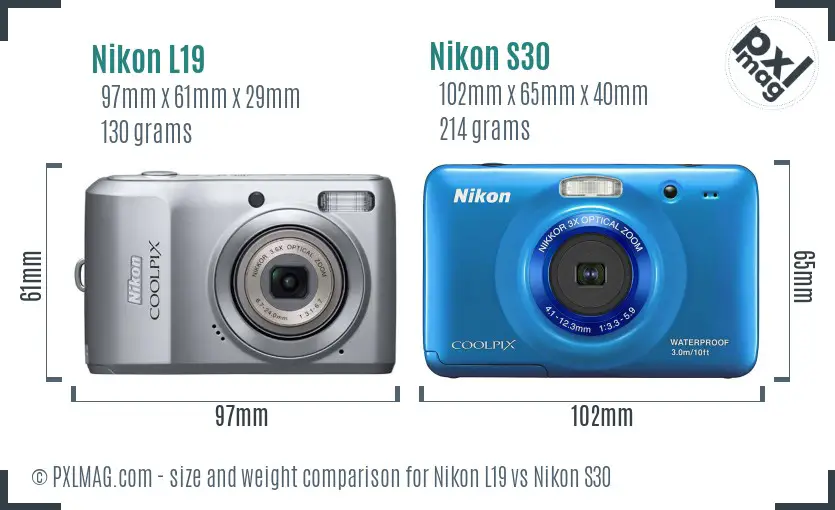 Nikon L19 vs Nikon S30 size comparison