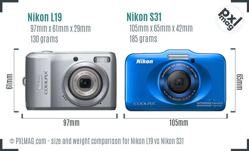 Nikon L19 vs Nikon S31 size comparison