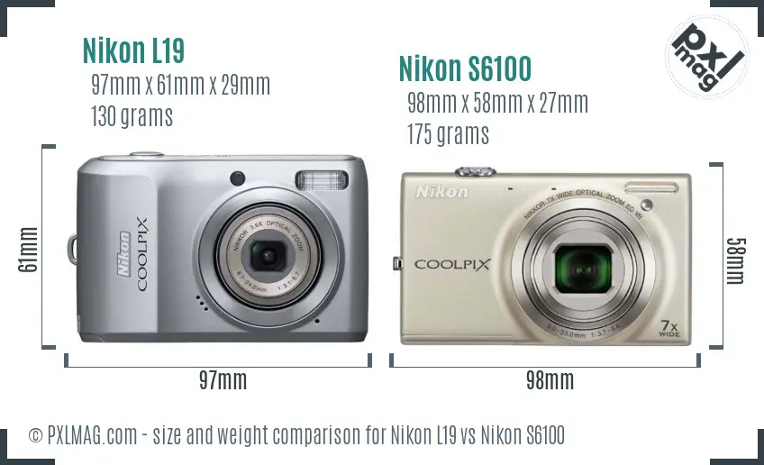 Nikon L19 vs Nikon S6100 size comparison Nikon L19 vs Nikon S6100 size comparison