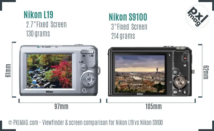 Nikon L19 vs Nikon S9100 Screen and Viewfinder comparison