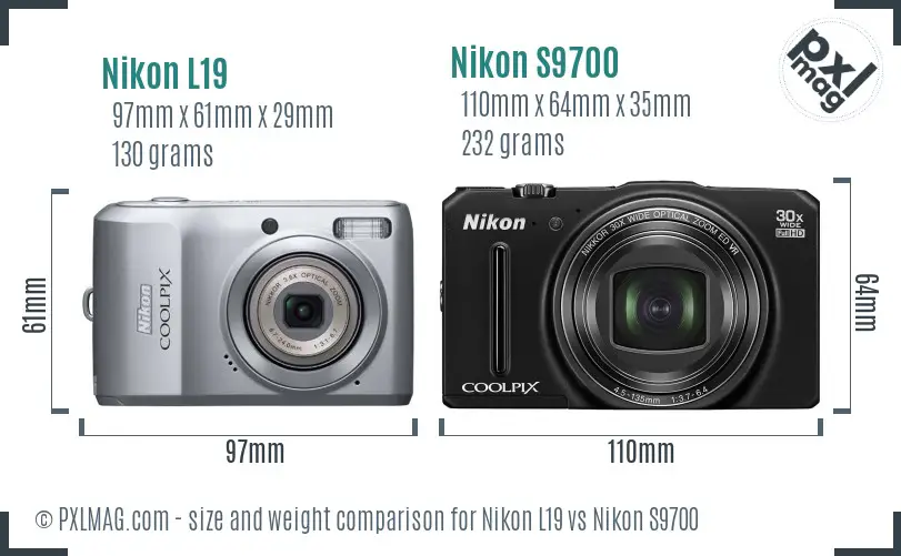 Nikon L19 vs Nikon S9700 size comparison