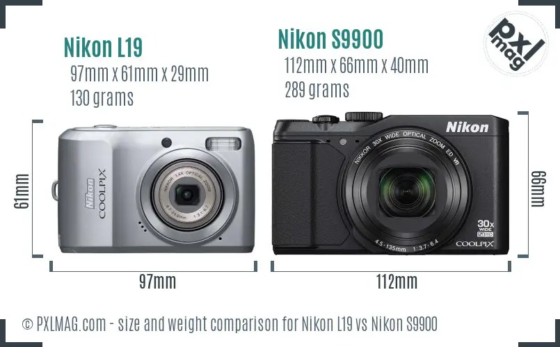 Nikon L19 vs Nikon S9900 size comparison Nikon L19 vs Nikon S9900 size comparison