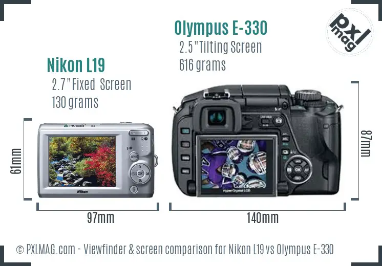 Nikon L19 vs Olympus E-330 Screen and Viewfinder comparison