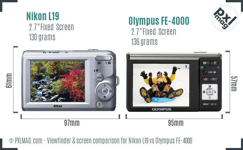 Nikon L19 vs Olympus FE-4000 Screen and Viewfinder comparison