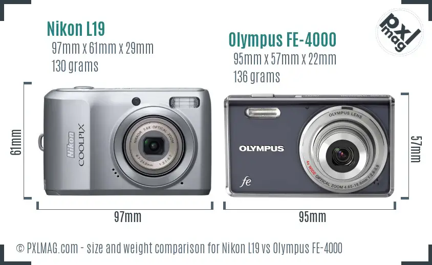 Nikon L19 vs Olympus FE-4000 size comparison