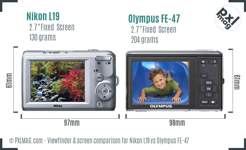 Nikon L19 vs Olympus FE-47 Screen and Viewfinder comparison