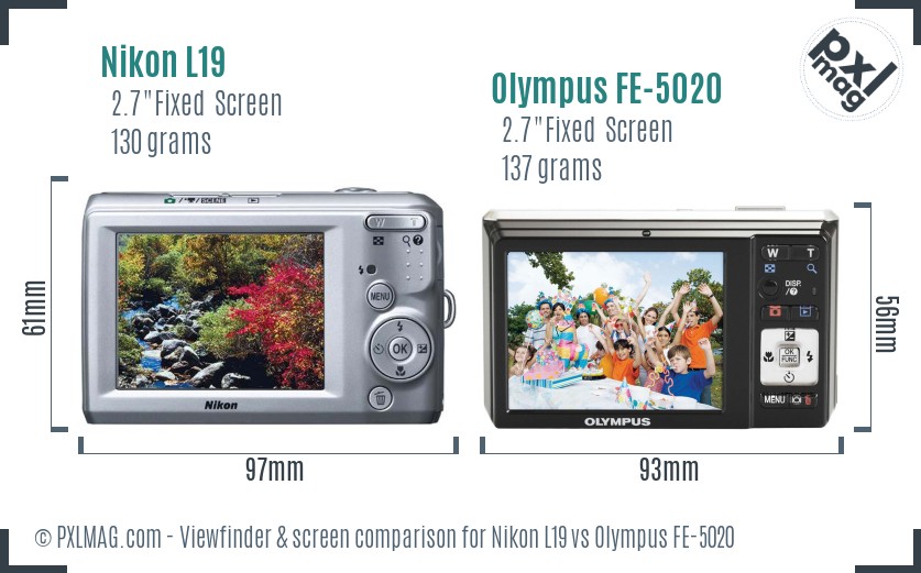 Nikon L19 vs Olympus FE-5020 Screen and Viewfinder comparison