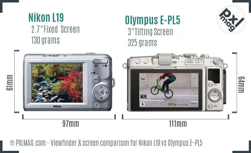 Nikon L19 vs Olympus E-PL5 Screen and Viewfinder comparison